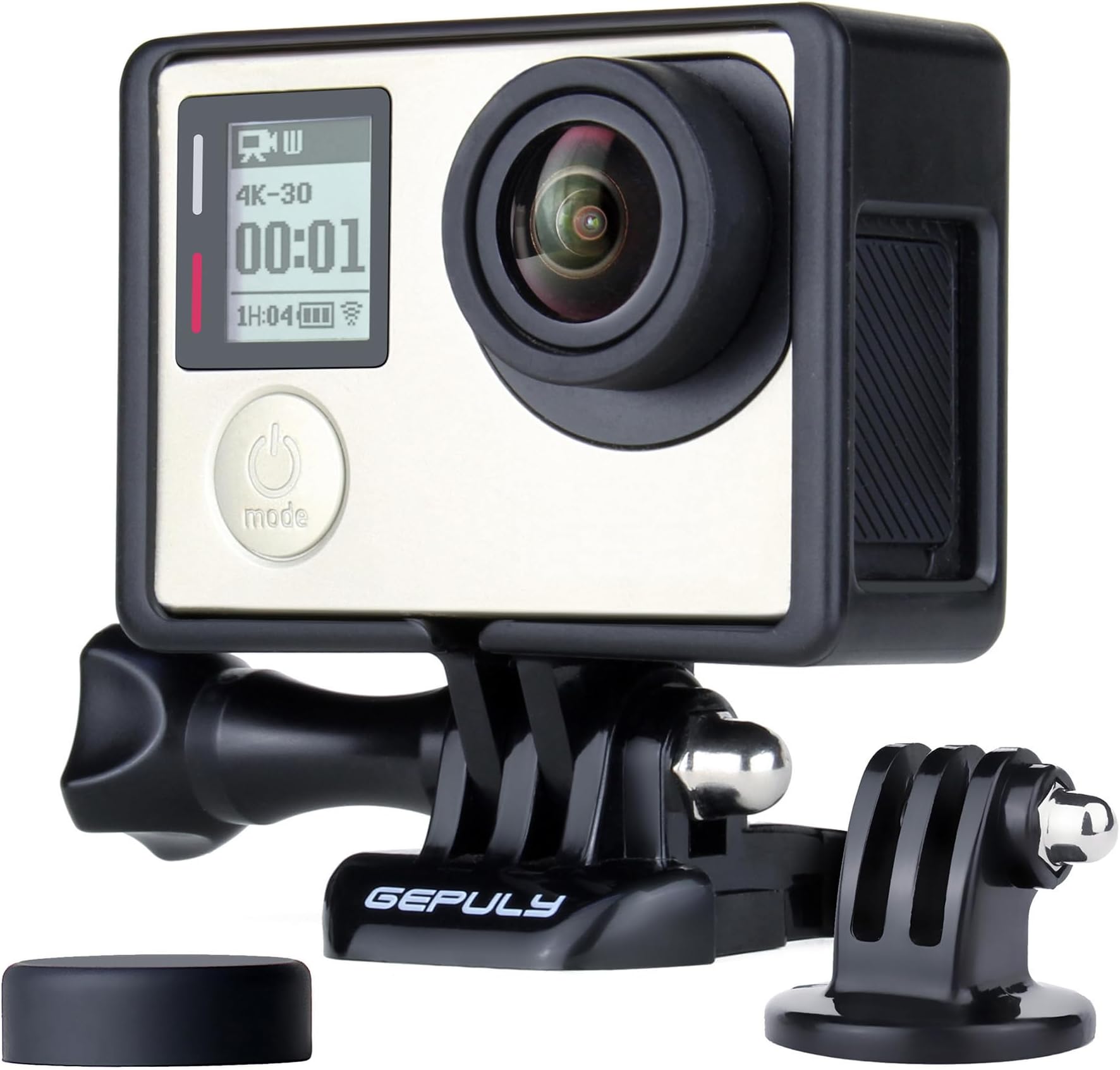 GEPULY Frame Mount Protective Housing Case with Bracket Accessories and Lens Cap for GoPro Hero 3, Hero3+, Hero 4 Black Silver Cameras