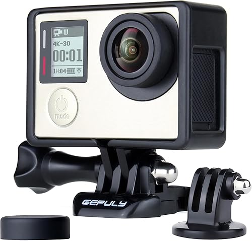 GEPULY Carcasa protectora de montaje en marco con accesorios de soporte y tapa de lente para cámaras GoPro Hero 3, Hero3+, Hero 4 Black Silver