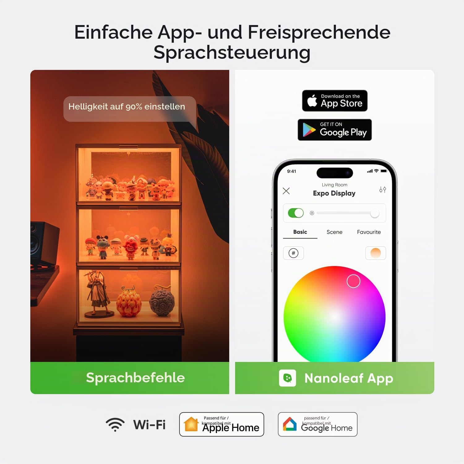 Nanoleaf Smart LED Schuhboxen Erweiterungspack, 1 Stapelbare transparente Vitrine für Figuren & Dekoration, Aufbewahrungsboxe mit Magnetischer Sensor Tür, Musik Sync (Starterpack erforderlic)