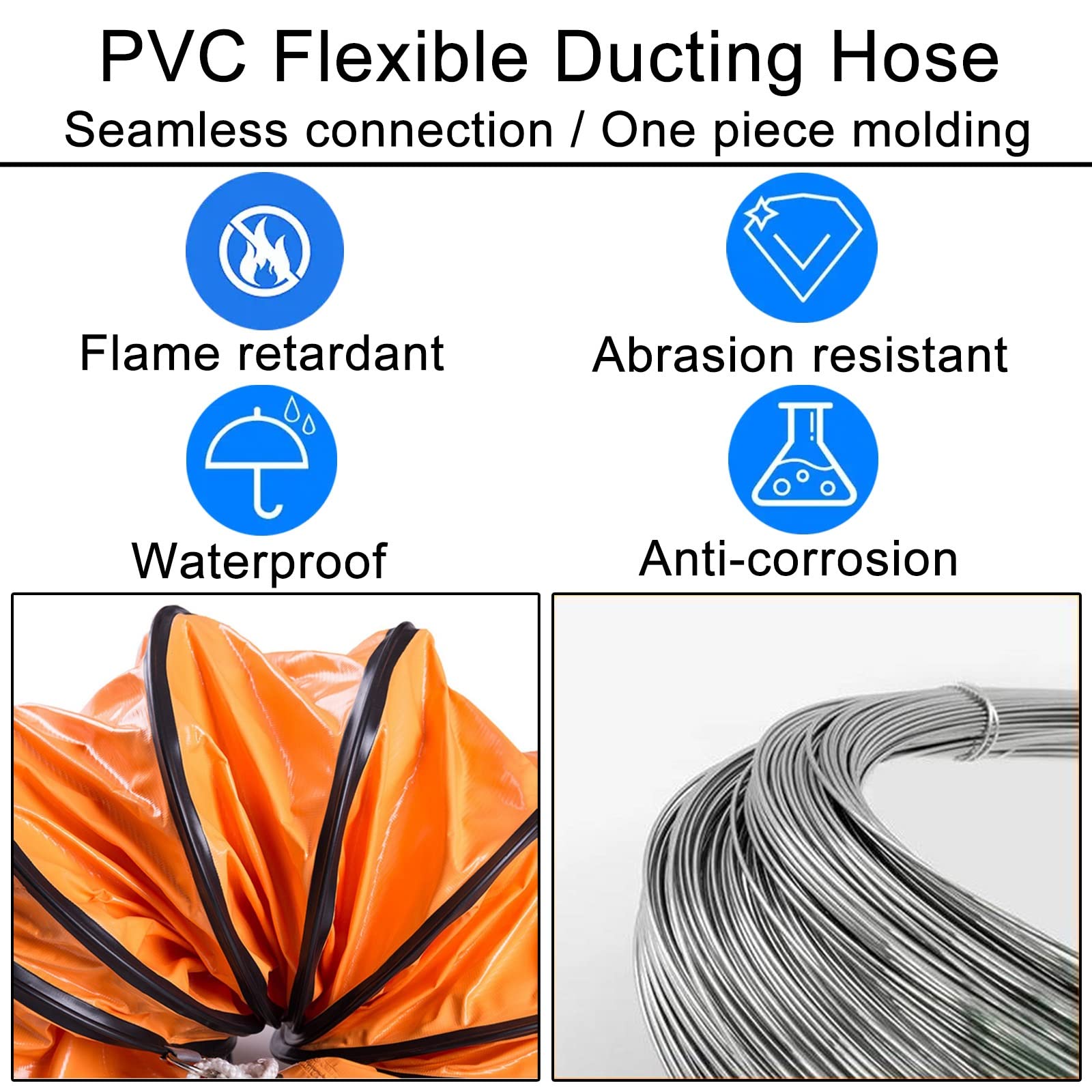 10/14 / 18 Zoll Luft Ventilator 16.5/33 Füße Lange Flexible Kanal Multi-Zweck Teleskop Luftkanal Schläuche Nahtlose Einteiliges ing für Abluftventilator