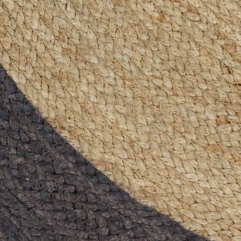vidaXL Alfombra Redonda de Yute Tejida a Mano Tapete Alfombrilla Felpudo Moqueta Tapiz Esterilla Artesanía Decoración Diámetro 150cm Borde Gris Oscuro
