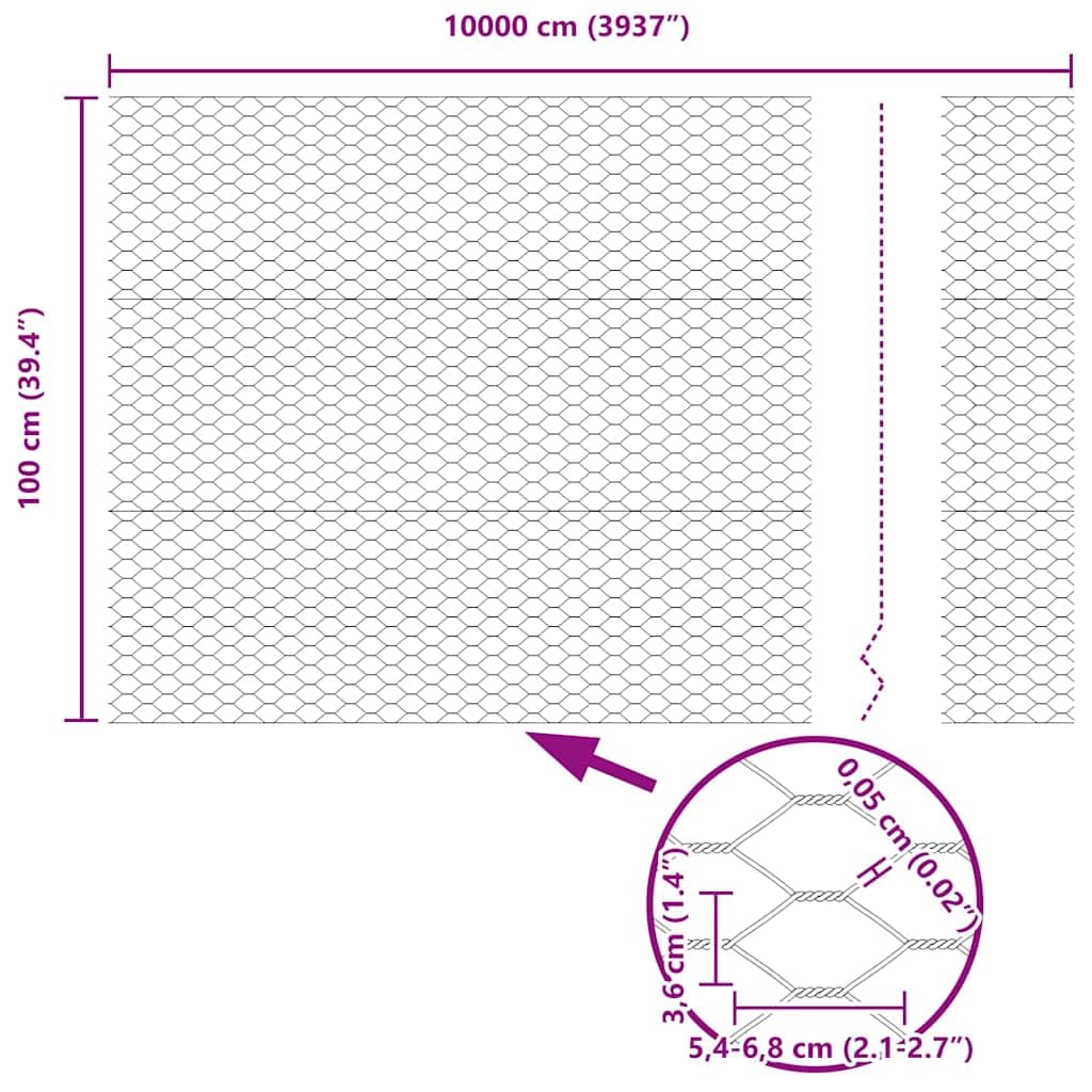 Genérico Cerca Hexagonal Plateado 1 x 100 m Acero galvanizado,Bricolaje,Vallas de jardín,Paneles de Vallas,Plata,42005755
