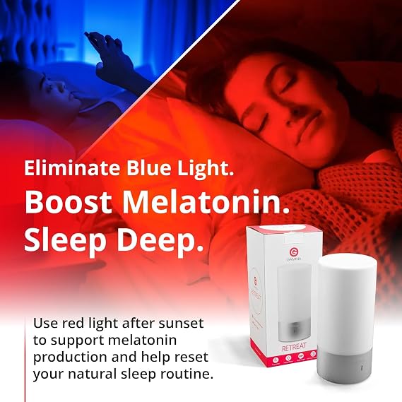 Retreat - 670nm Red Lamp by Gamma - Sleep Light - Melatonin Promoting Natural Sleep Aid, Bedroom & Nursery Nightlight