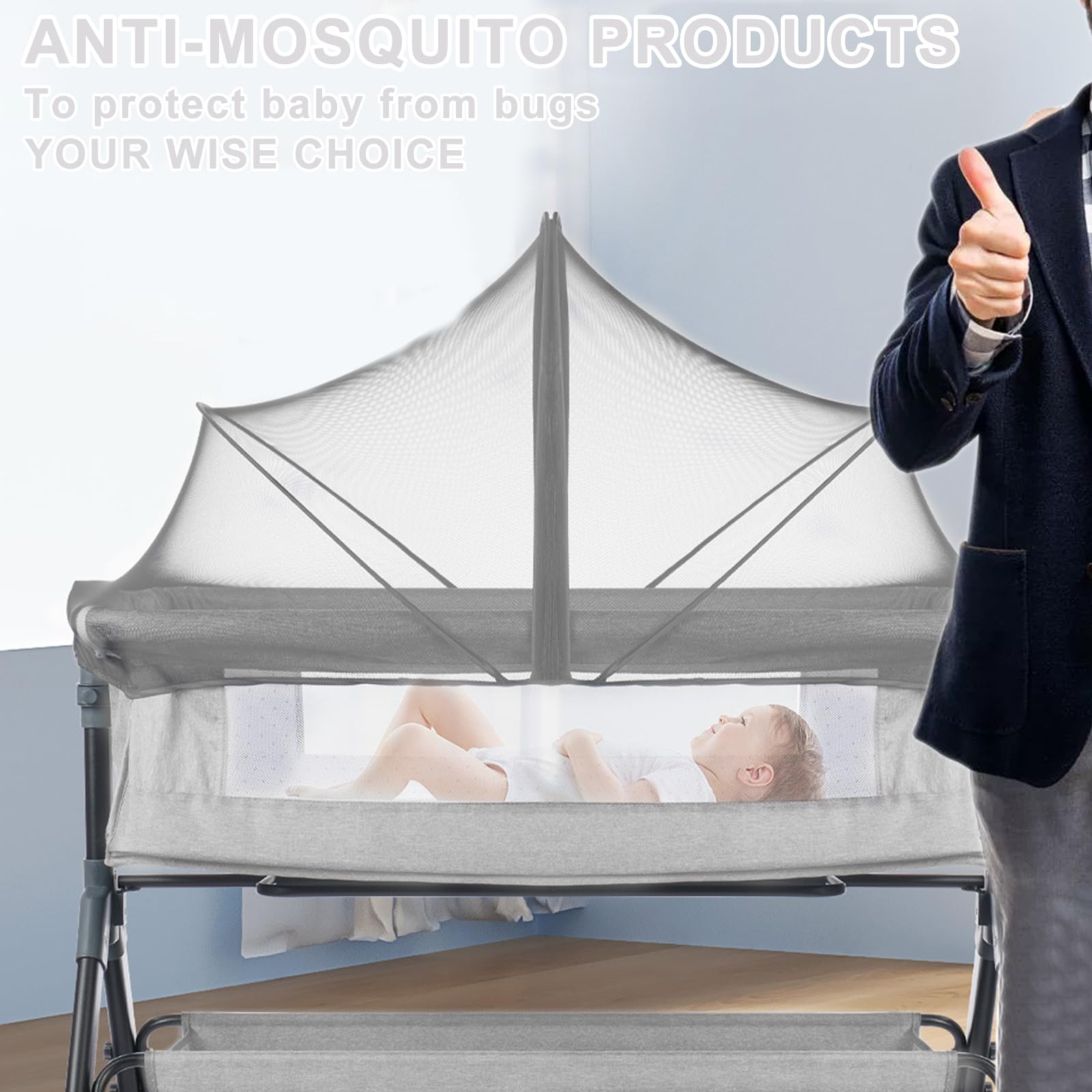 Moustiquaire Poussette, Universel Moustiquaire Lit Bebe, Pliante Portable Moustiquaire pour Bébé, Filet de Lit pour Nouveau-Né Intérieur et Extérieur, Voyage ou Maison, 55cmx100cm