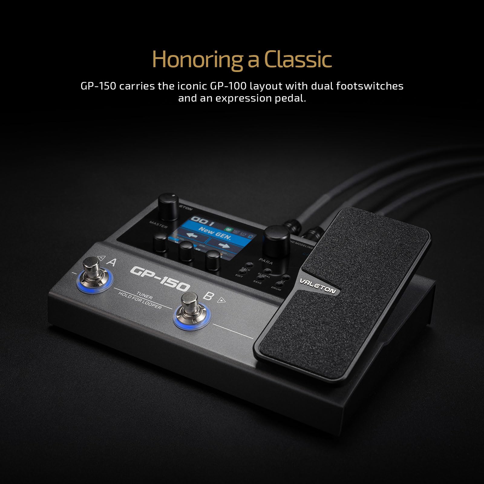 VALETON Multi-Effekt Prozessor 200+ HD Modeling Effekte, IR-Laden/NAM, 180s Looper, Drum und BT GP-150