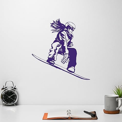Miniatura 3 de Vinilo adhesivo de pared Snowboarder Niña Snowboard Extreme Sport Pegatinas Gran Decoración (1079ig) Negro