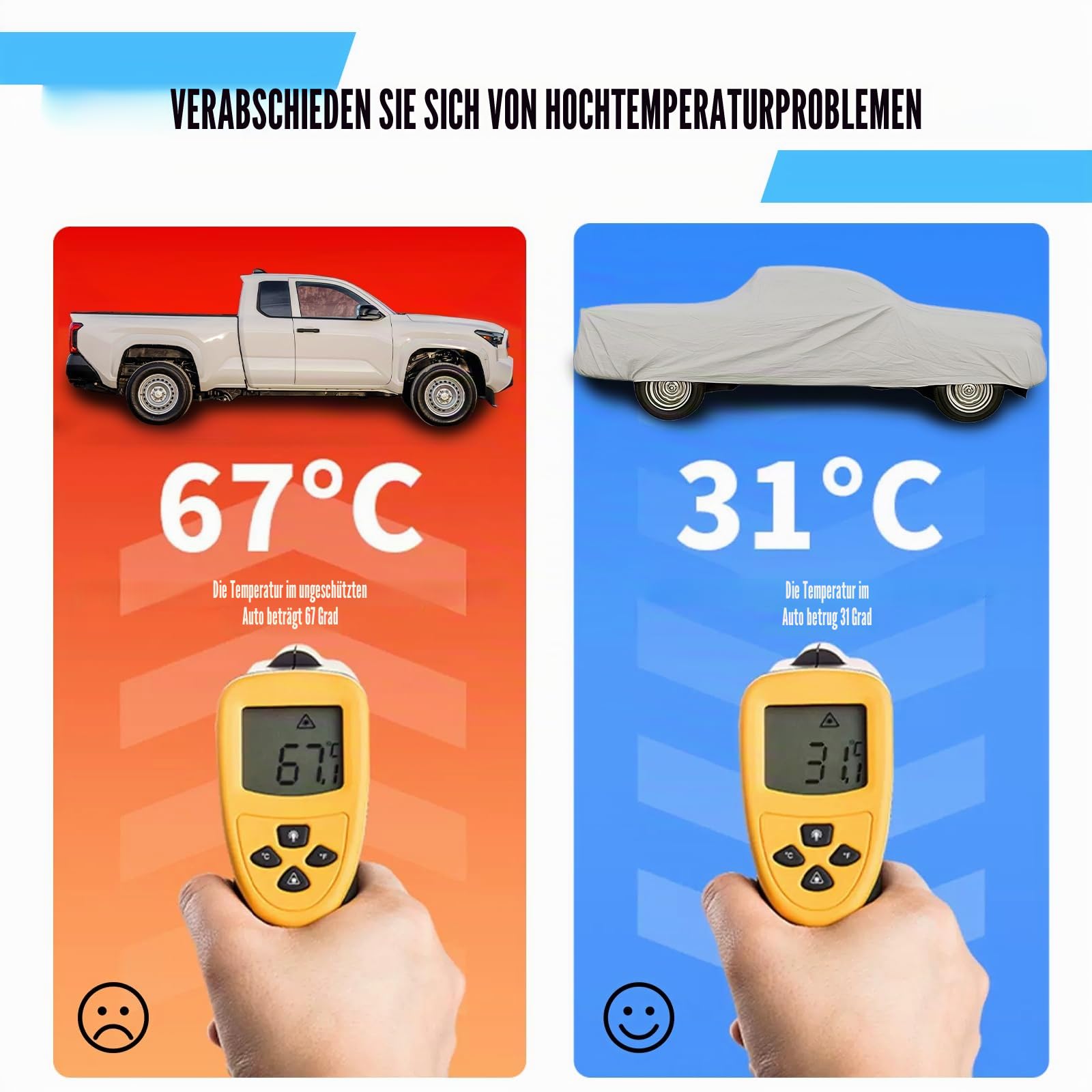 Autoabdeckung für Pickup - Dupont Oxford Ganzgarage für Pickup, Wetterfest, UV-Beständig, Rundum Schutz für Alle Jahreszeiten, Passend für Gängige Pickups wie Hilux, Ranger, Navara, Amarok, Grau