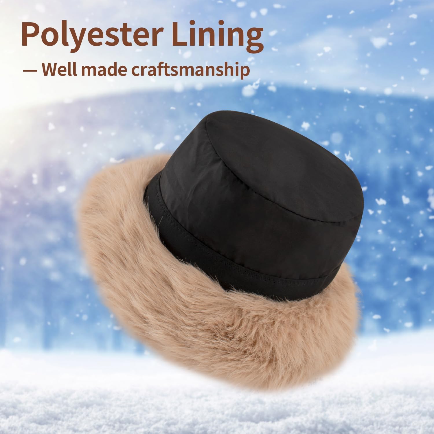 Peicees Winter Bucket Hat for Women Fur Russian Ushanka Ladies Fluffy Snow Hat Fuzzy Fisherman Cap Warm Cute - Image 7