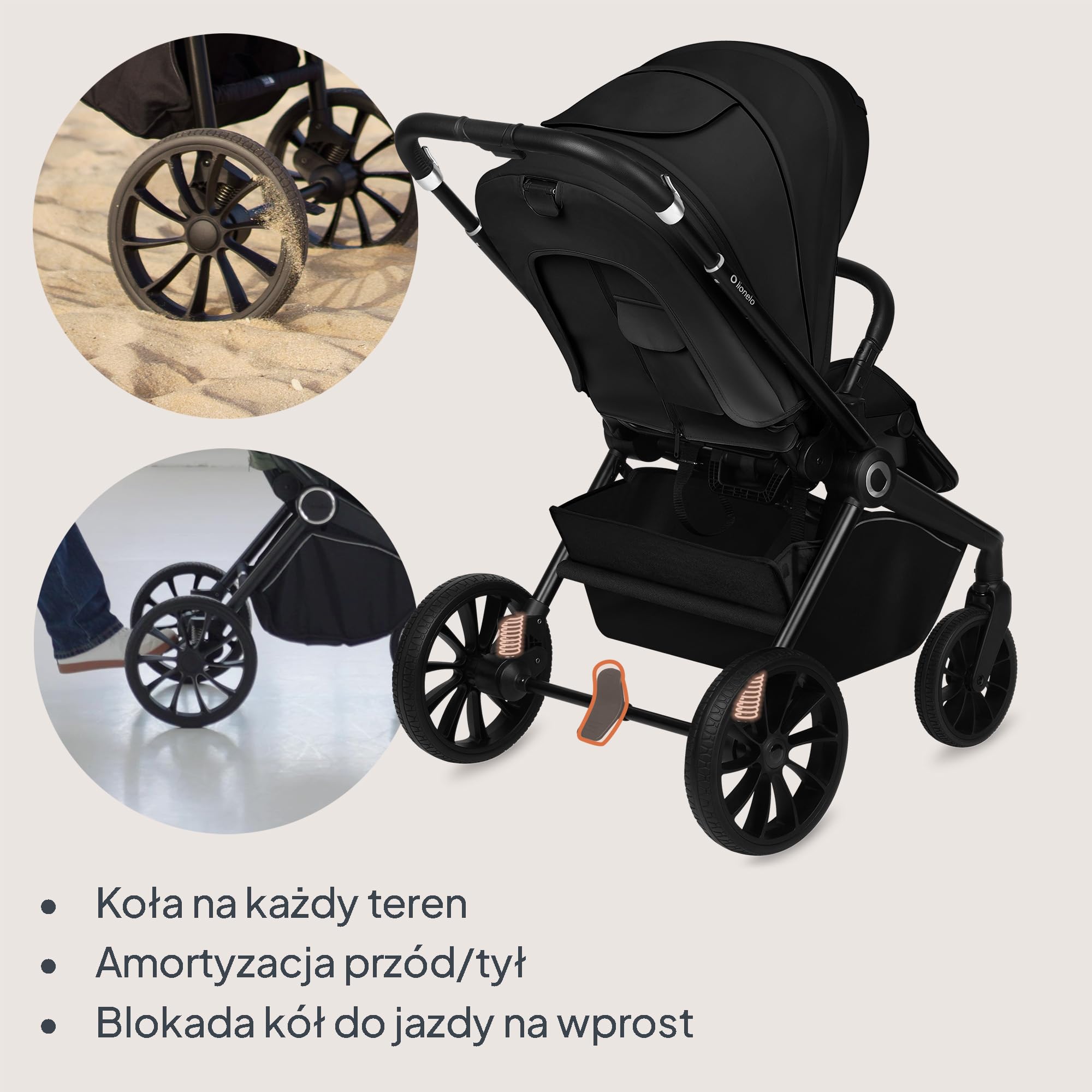 LIONELO MIKA PLUS Wózek Spacerowy Dziecięcy 6-48 miesięcy do 22 kg, Regulacja Oparcia i Podnóżka, Amortyzacja, Obrotowe Koła PU 360° Wodoodporna Budka XXL, UPF50+