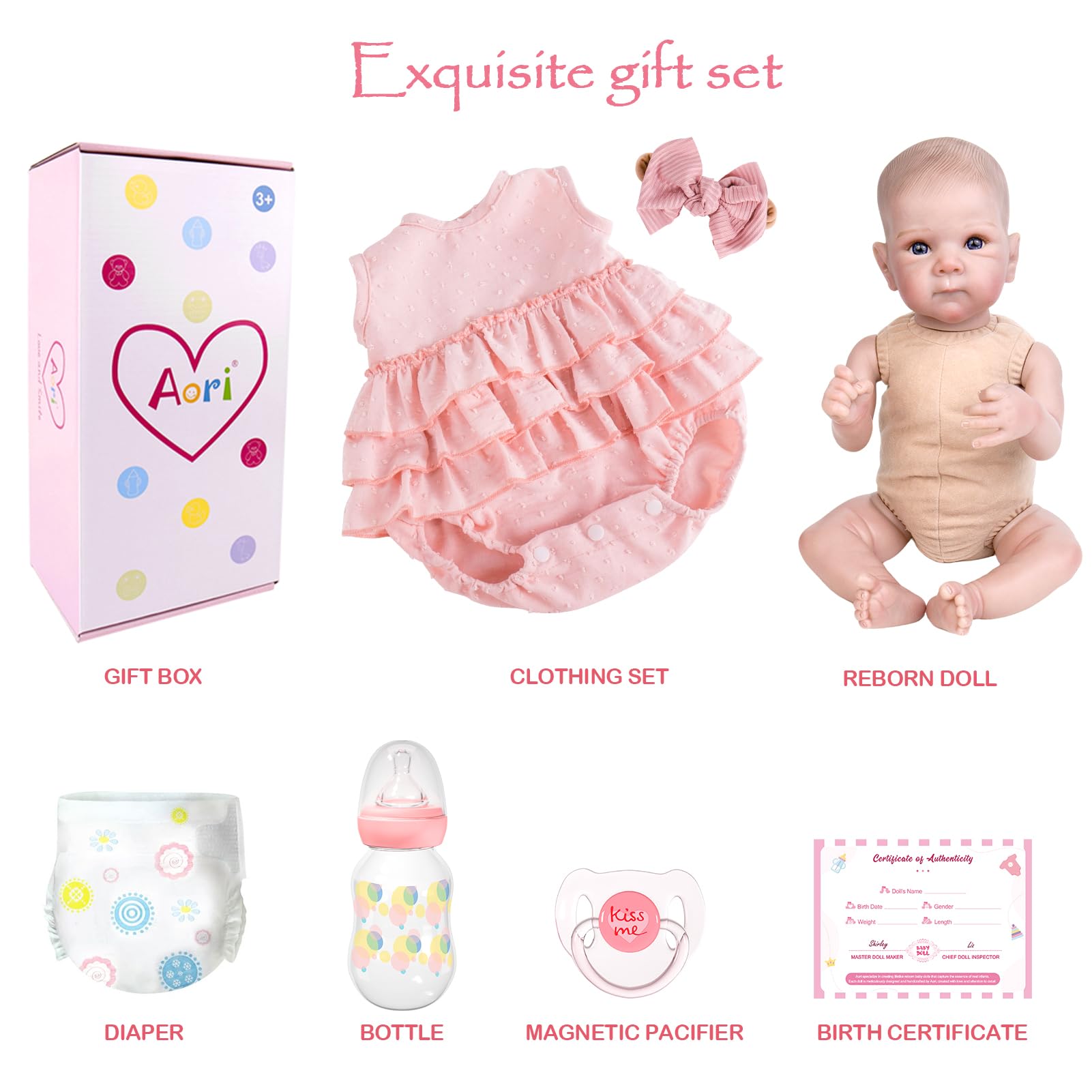 Muñecas de bebé Reborn realistas: muñeca de bebé recién nacida realista de 20 pulgadas con extremidades posables y kit de alimentación, juego de regalo para niñas mayores, coleccionistas y niños 7