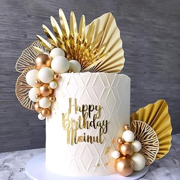 Boho Cake Topper Gold Palm Leaves Cake Decoration White Gold Balls Cake Decoration Boho Party Supplies