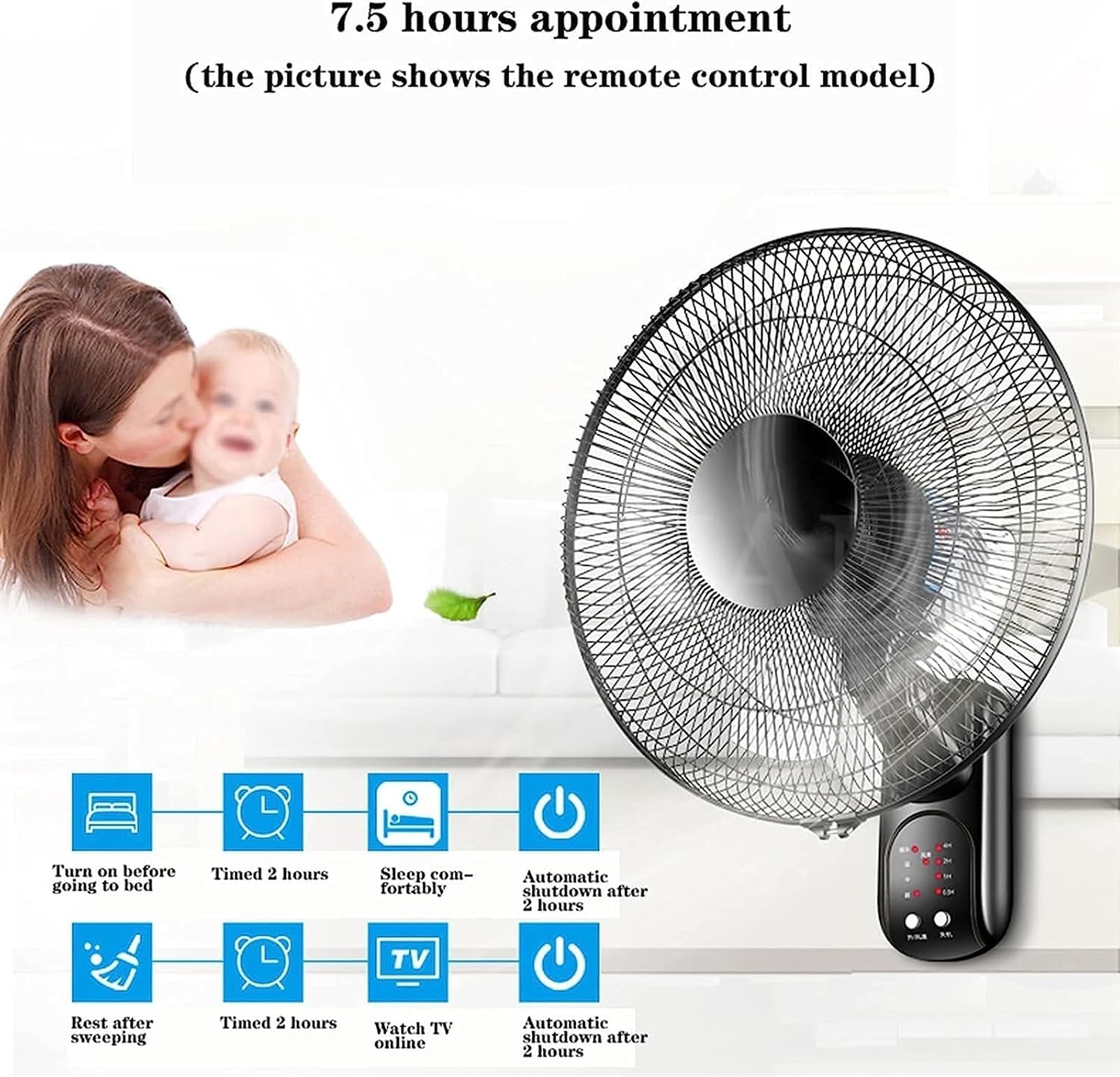Ventilador De Pared, Ventilador Oscilante De Pared De 16", Ventilador Industrial De Pared Con Temporizador Y Control Remoto, Ventilador De Refrigeración Eléctrico Con 3 Velocidades Para El Hogar, La