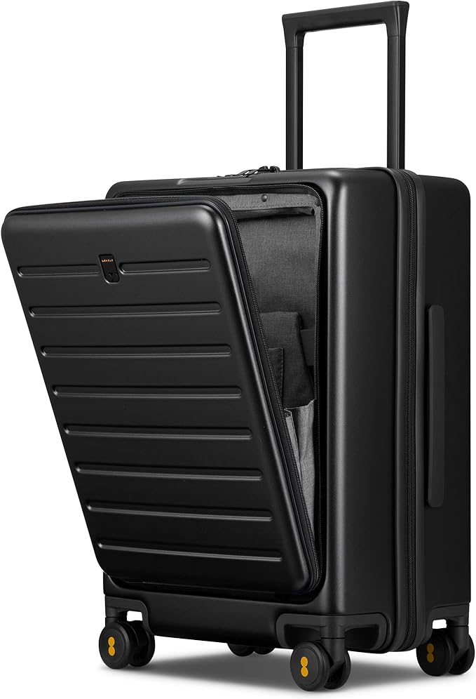 LEVEL8 Carry On Luggage with Compartment, 20 Inch Lightweight Hard Shell Rolling