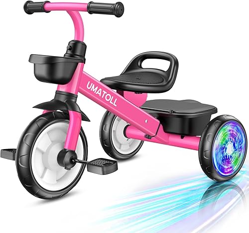 Miniatura 10 de Umatoll - Triciclo para niños pequeños de 2 a 5 años, bicicleta ajustable para niños pequeños, juguetes al aire libre, regalo de cumpleaños para