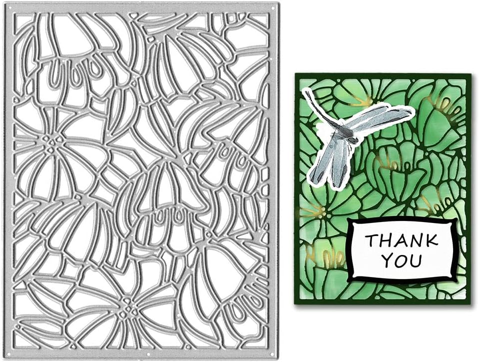 Metal Summer Fall Flower Frame Cutting Dies, Rectangle Background Die Cuts for Card Making Stencil Embossing Tool Scrapbooking DIY Etched Craft Dies