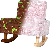 Vista 1 de Costzon Mecedora para niños, que brilla en la oscuridad, sofá infantil tapizado de franela con patas mecedoras de madera de álamo, cómodo respaldo