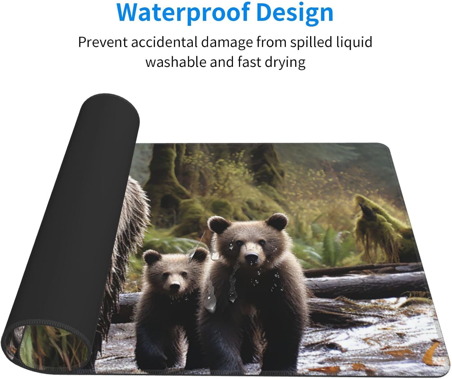 Extended Mousepad Gaming Keyboard Pad Large Desk Pad Non-Slip Rubber Base Mice Pad Mother Bear and her Cubs Mousepad with Stitched Edges Mouse-Mat for Office Desk Protector 16x29.5in