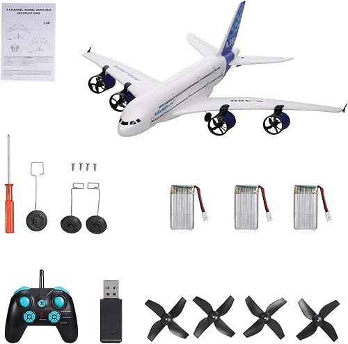 Vista 9 de GoolRC Avión A380 RC, avión de control remoto de 2.4G 3 canales, avión RC fácil de volar para principiantes, espuma EPP ala fija avión planeador