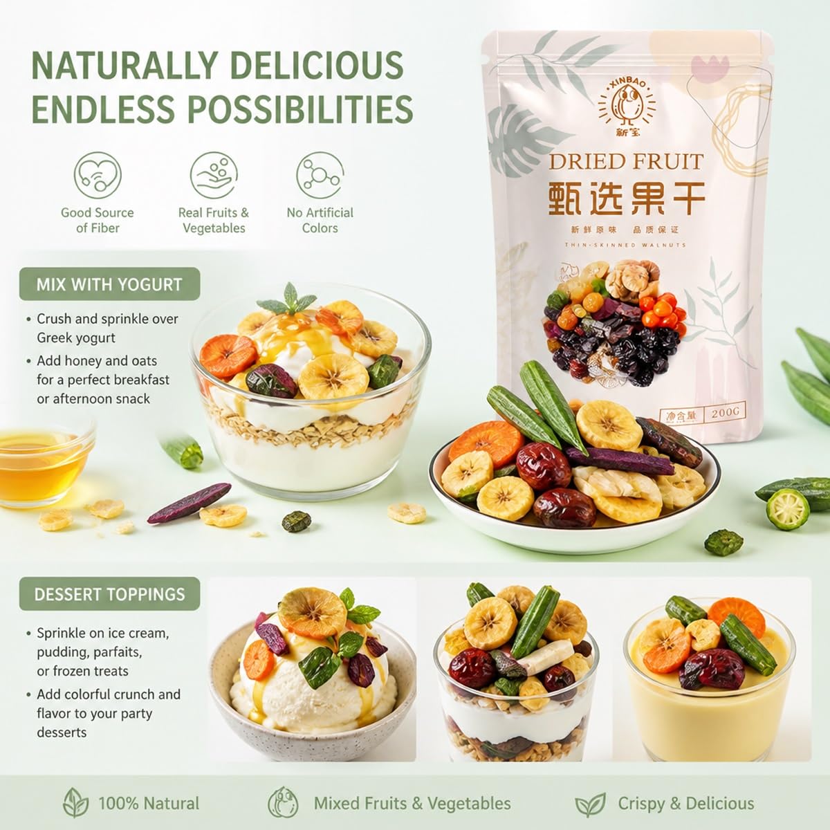 Mezcla De Verduras Y Frutas Crujientes Botana Deliciosa Bolsa 200g