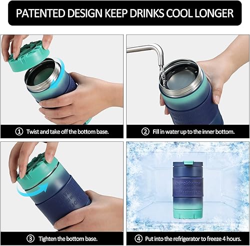 Miniatura 6 de Ourokhome Vaso térmico para latas, 5 en 1, de acero inoxidable, para latas delgadas y regulares de 12 onzas y 16 onzas y botellas de cerveza, a