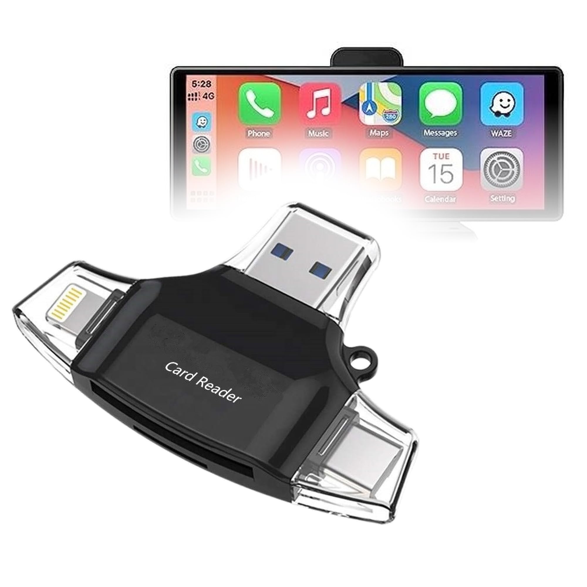 BoxWave Smart Gadget Compatible with Eaglerich Wireless Carplay (10 in) - AllReader SD Card Reader, microSD Card Reader SD Compact USB - Jet Black-image-13