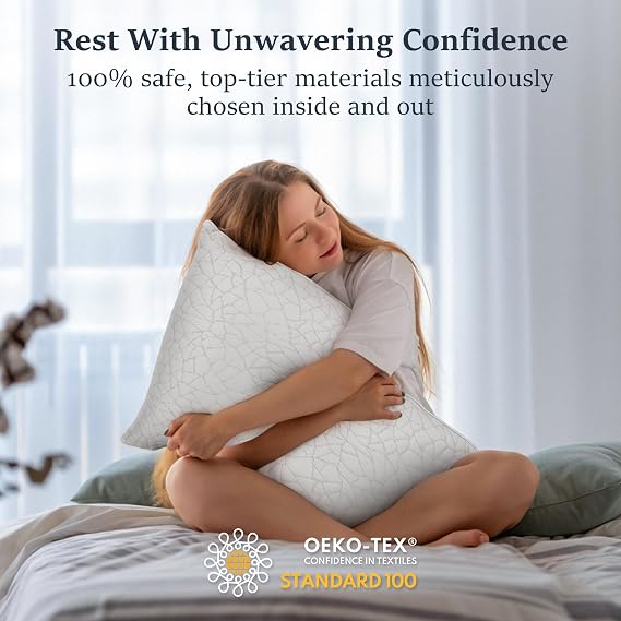 COZSINOOR Standard Size Cooling Bed Pillows - Breathable Premium Down Alternative Pillows Set of 2 for Side, Back, and Stomach Sleepers Hotel Quality Fluffy Soft Microfiber Fill Skin-Friendly