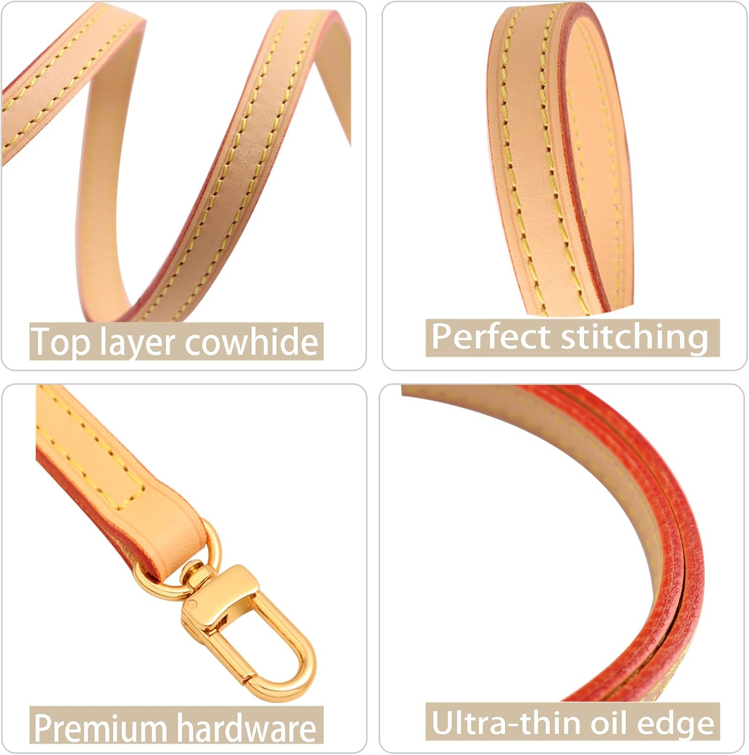 Genuine Vachetta Leather Strap Replacement Thin short Vachetta Leather Shoulder Straps for Multi Pochette (Apricot Length 26” Width 0.47“) - Image 3