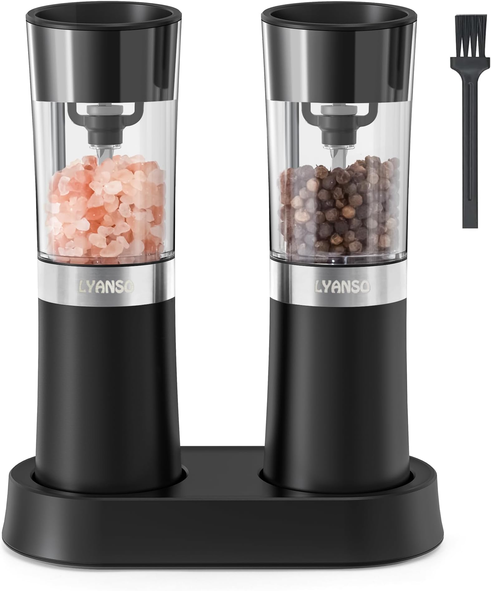 Gravity Electric Salt and Pepper Grinder Set - Automatic Salt and Pepper Mill Set Shakers Charging Base Rechargeable One Hand Operation LED Light Adjustable Coarseness Large Capacity