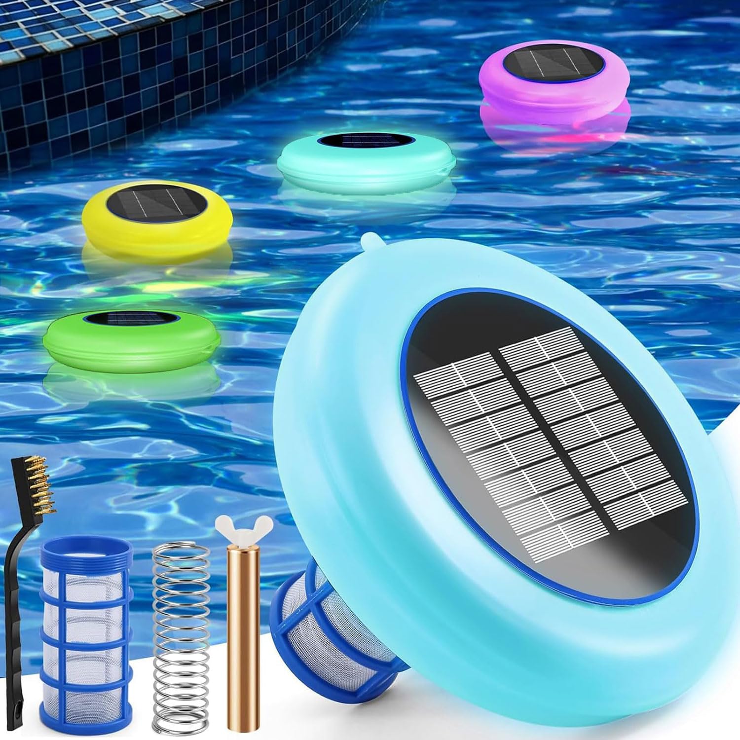Ioniseur de piscine solaire purificateur d'eau avec LED