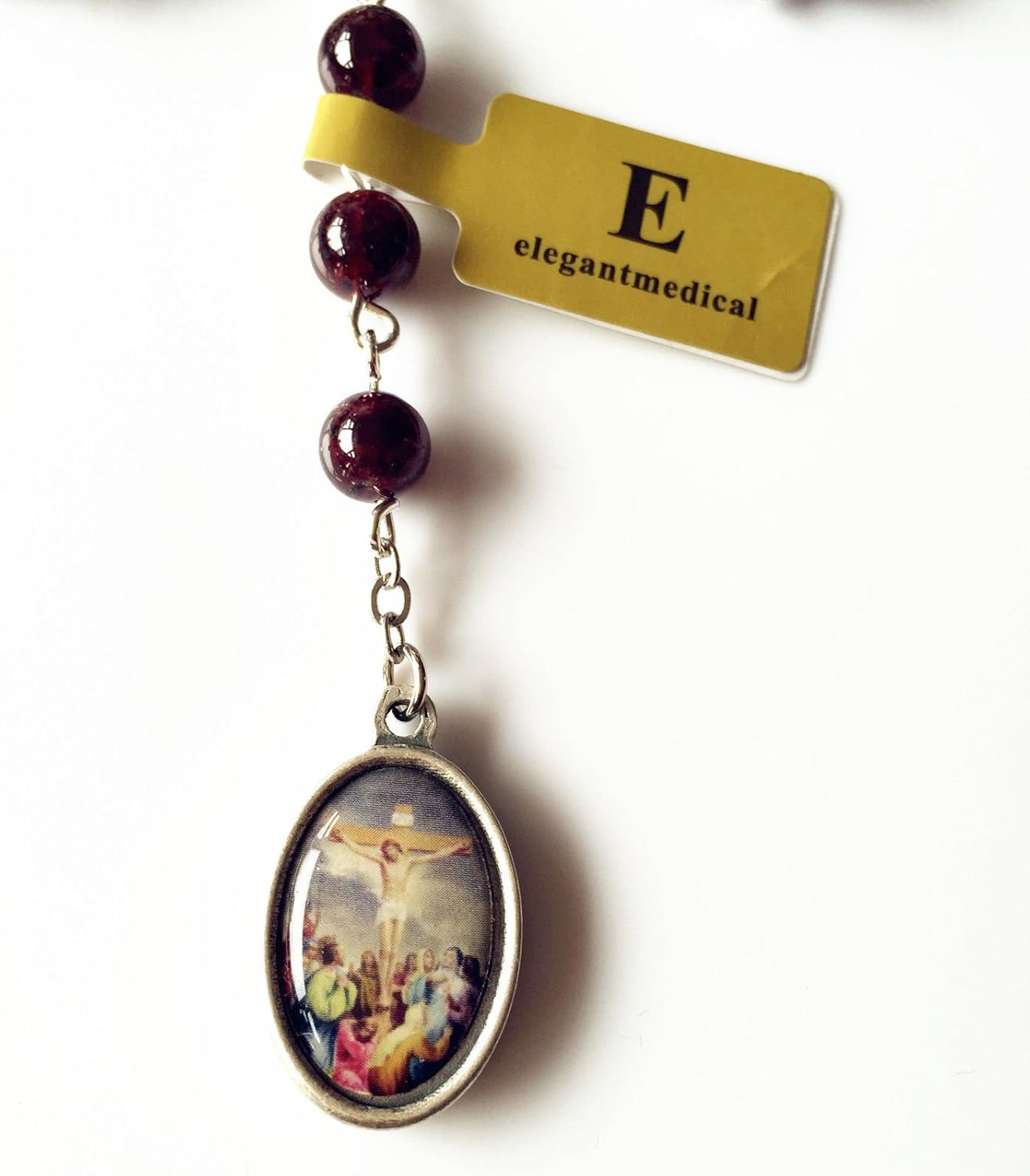 elegantmedical Hangmade Garnet Gemstone Beads mary Seven Sorrows Rosary Nevklace Box Catholic Gifts - Image 5