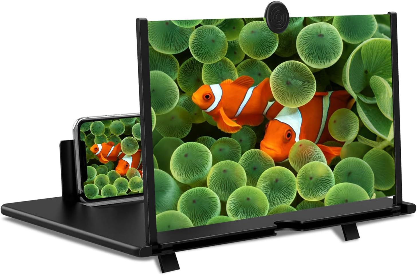 14 Inches Phone Screen Magnifier, 3D HD Mobile Magnifier Projector Screen for Movies,Videos, Foldable Phone Stand with Screen Amplifier, Supports All Smartphones (Black)