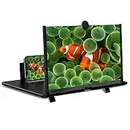 14 Inches Magnifier for Cell Phone, 3D HD Mobile Magnifier Projector Screen for Movies,Videos, Foldable Phone Stand with Screen Amplifier, Supports All Smartphones (Black)