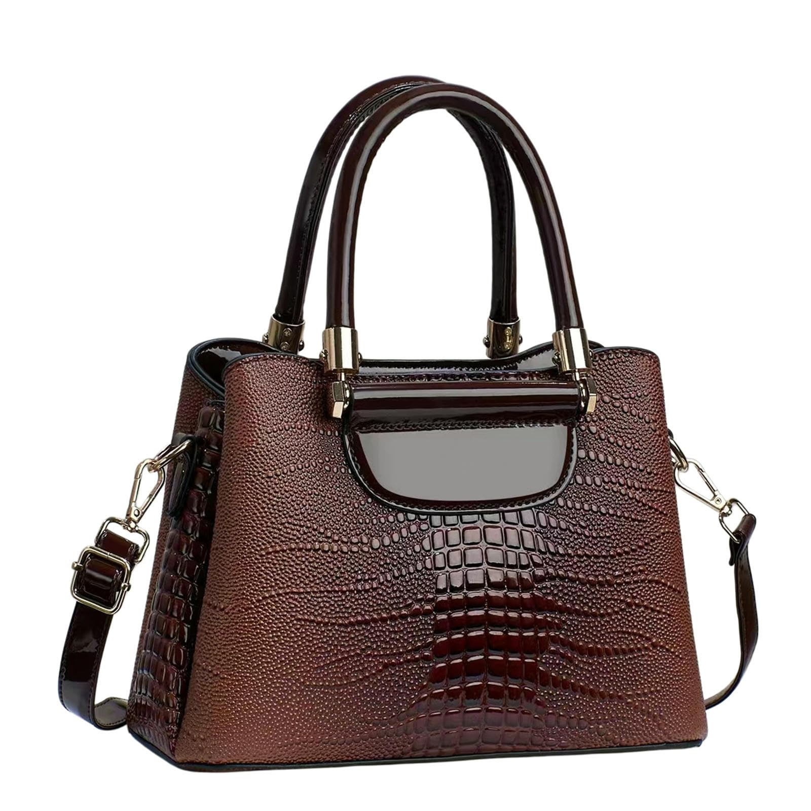 Borsa A Secchiello con Motivo Pietra Tracolla da Donna di Grande capacità-Marrone