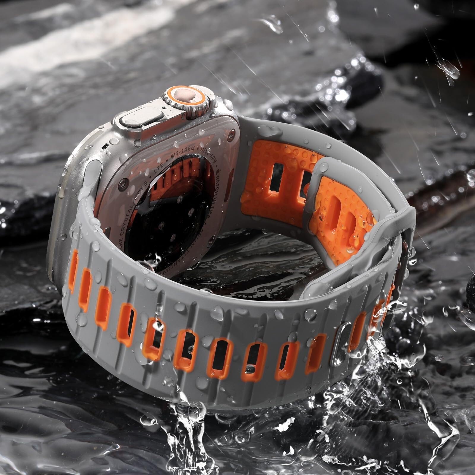 Correa deportiva para Apple Watch Ultra 2/Ultra Band para hombre de 49 mm, 45 mm, 44 mm, 42 mm, correa de repuesto de silicona compatible con iWatch Series SE 9, 8, 7