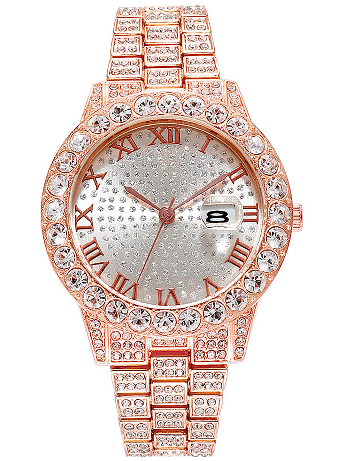 ADSBIAOYEUnisex Luxury Diamond Watch Fashion Large dial Roman Numerals with Calendar Watch