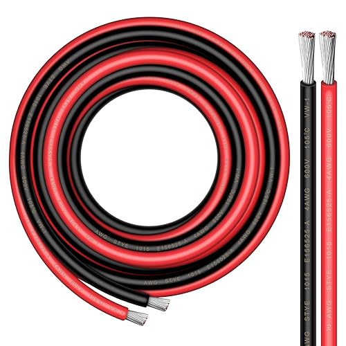iGreely - Cable eléctrico de cobre estañado de calibre 4 negro de 10 pies de 10 pies para audio de automóvil, remolque, arnés marino, cableado 4AWG