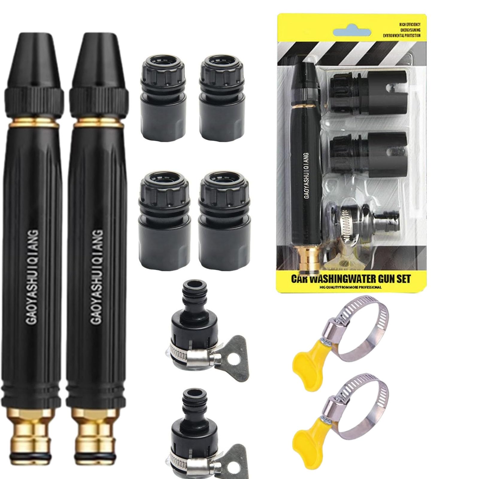 Heavy Duty Adjustable Twist Hose Nozzle, High Pressure Jet Sprayer For Car Wash & Garden, Powerful 2-pack Watering Nozzle For Efficient Cleaning 2 Set