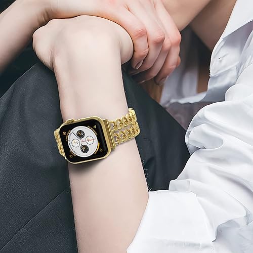 Miniatura 6 de Gold Watch Bands for Women Compatible with Apple Watch Band 38mm 40mm 41mm 42mm 44mm 45mm 46mm 49mm Adjustable Metal Band Cowboy Steel Chain