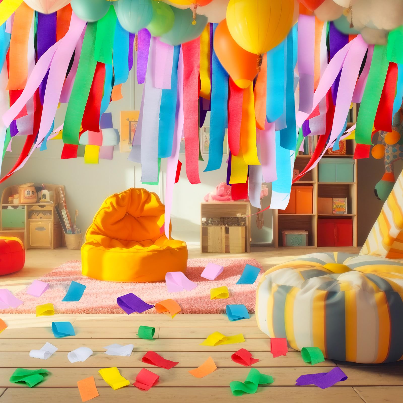 Berlune Lot de 48 rouleaux de papier crépon arc-en-ciel pour décoration de fête, fête d'anniversaire, cérémonie de mariage, fête prénatale, loisirs créatifs