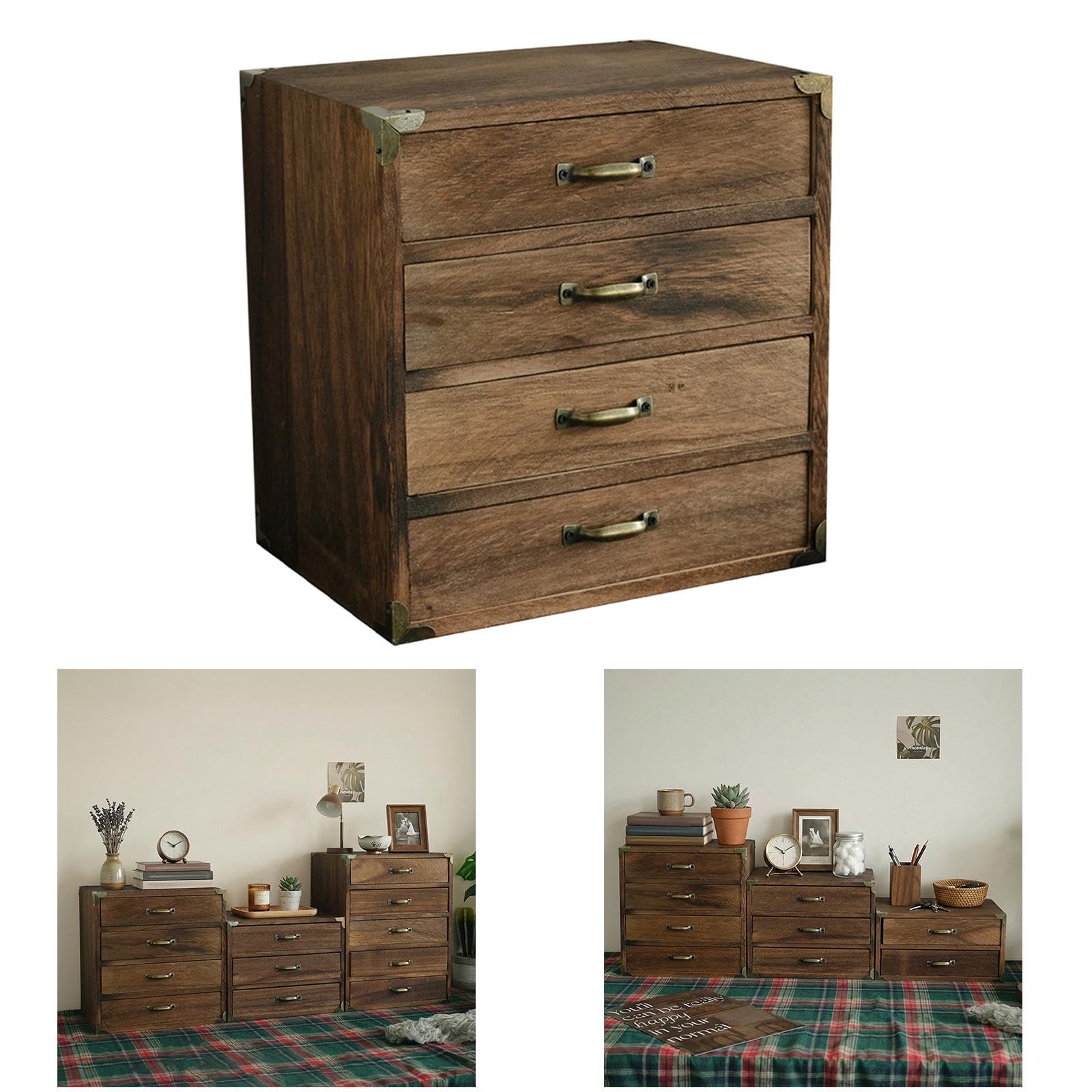 Robusto Organizer per Cassetti Da Scrivania in Legno in Stile Retrò per