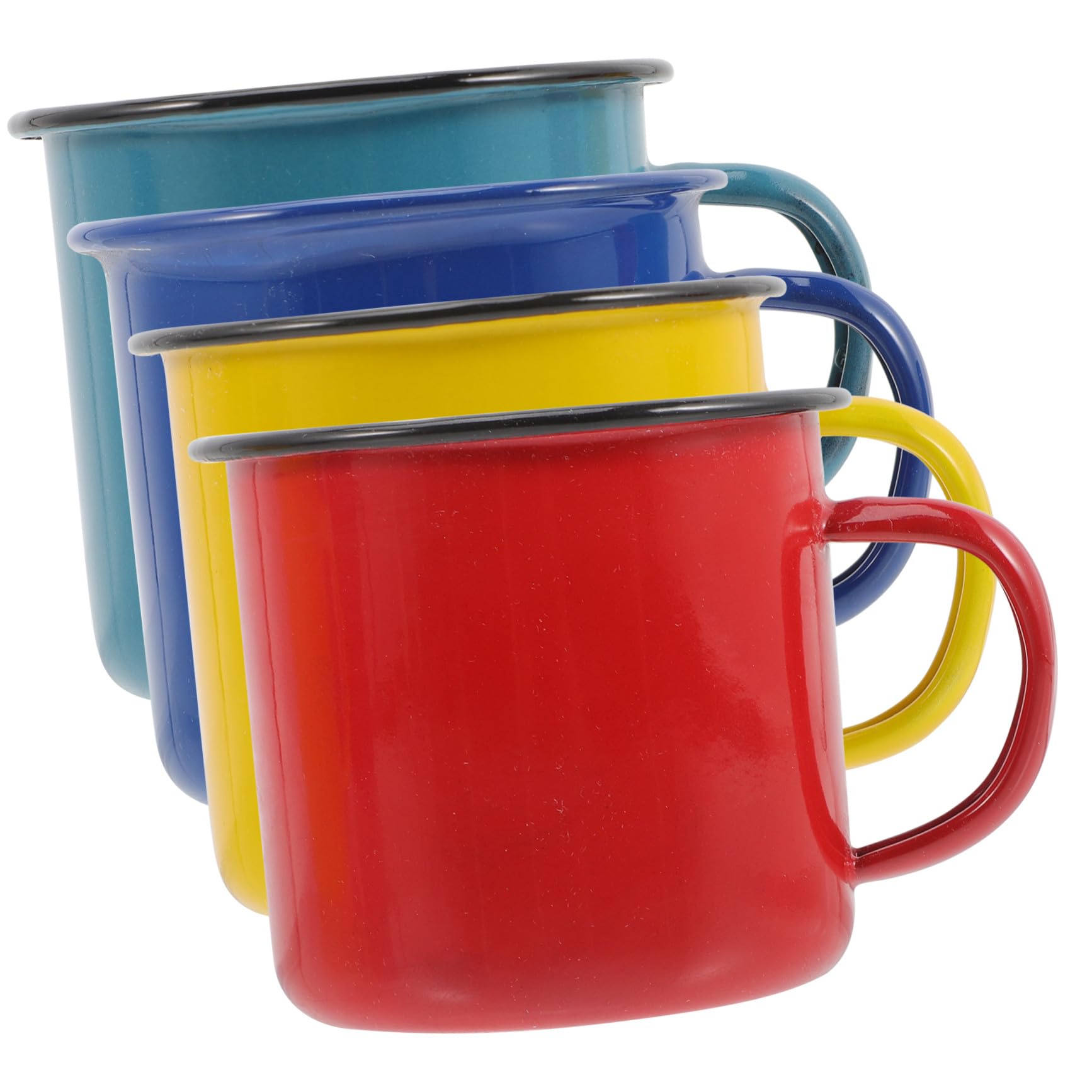 Emaillebecher Großer Gesunder Kaffeebecher Hitzebeständig 4 Stück und mit Henkel im Einfachen Stil Multifunktional für Büro und Zuhause