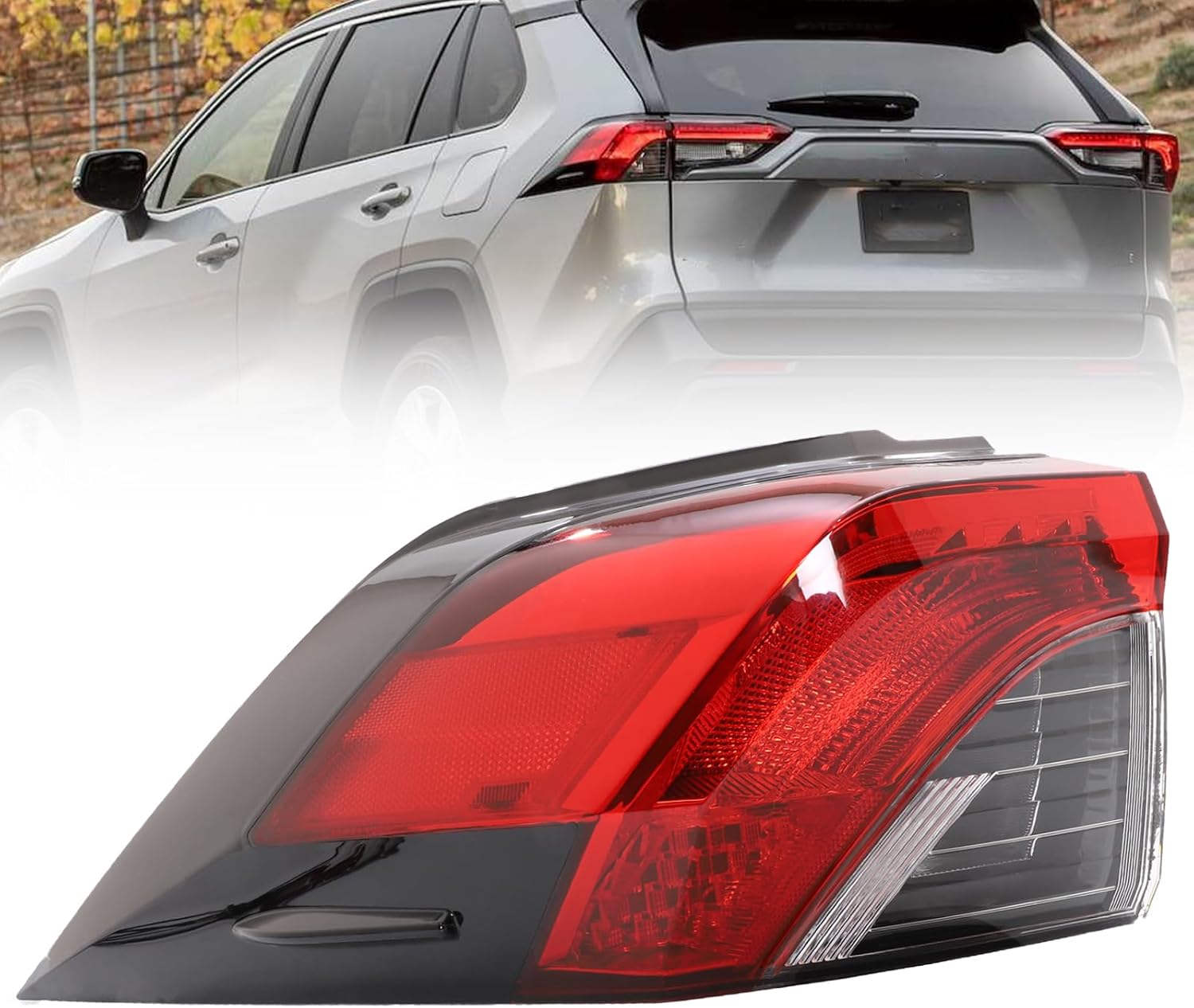 LED Tail Light Assembly Compatible With Toyota RAV4 2019-2024 Left Driver Side Outer Brake Tail Lamp W/O bulb Replace 81550-0R090 T02804148