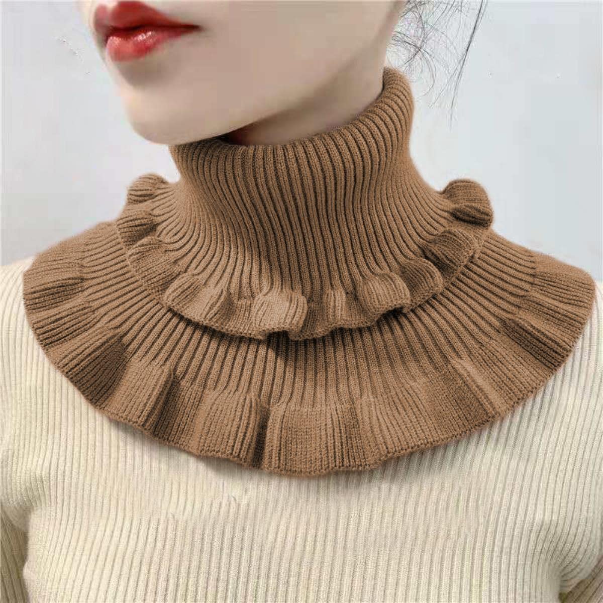 Collare Finto Lavorato A Maglia | Collo Alto, Antivento | In Faux Visone E Lana | Staccabile, Decorativo | Per Donne