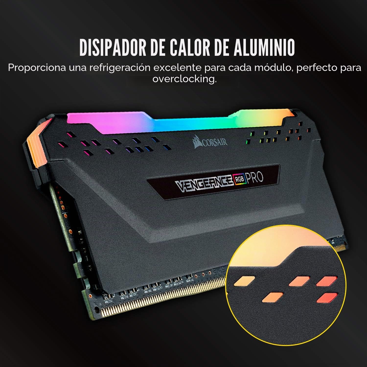 Corsair Vengeance RGB Pro 32 GB (2 x 16 GB) DDR4 hasta 3600MHz (PC4-28800) C18 Memoria de Escritorio - Negro