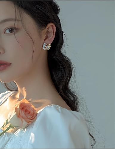 Miniatura 8 de Pearl Stud Earrings for Women Stainless Steel Unique Statement Small Pearl Enamel Button Statement Vintage Earring Jewelry