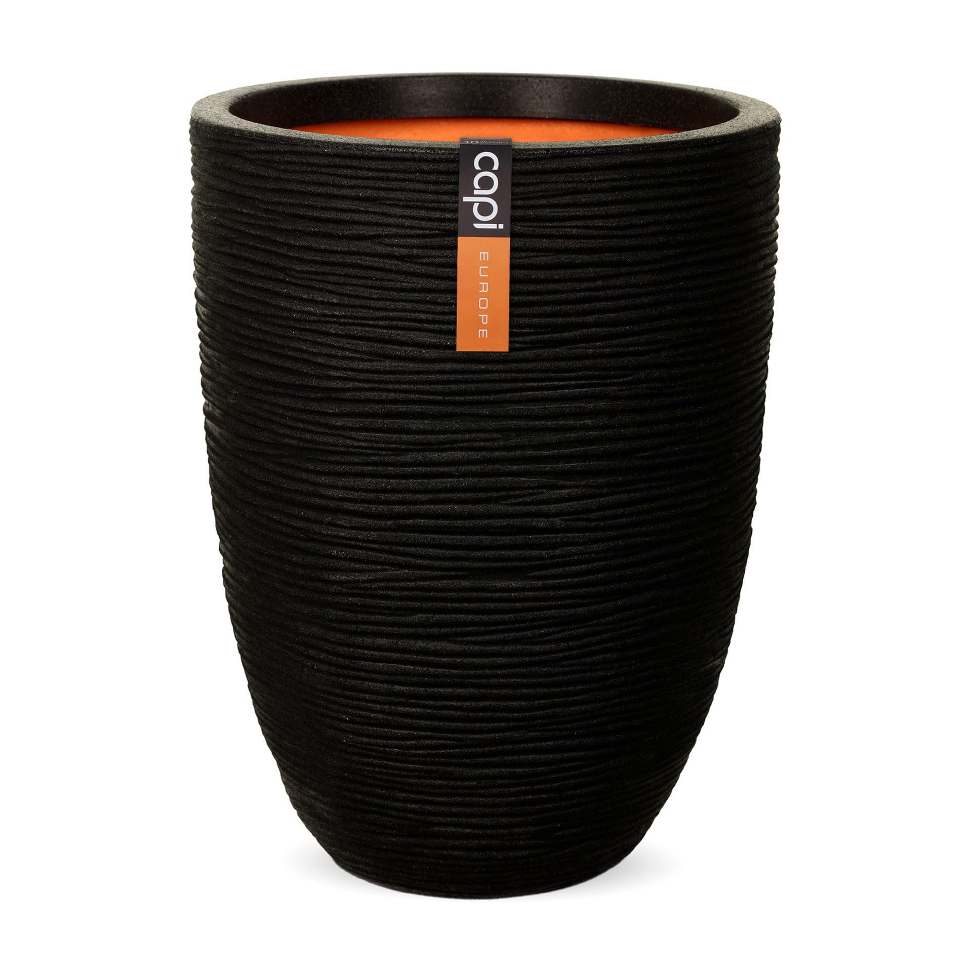 CAPI EUROPE - Vase elegant low Rib NL - 46x58 - Black - Opening Ø38 - Pot for indoor and outdoor use - Shatterproof - 100% recyclable - KBLR783