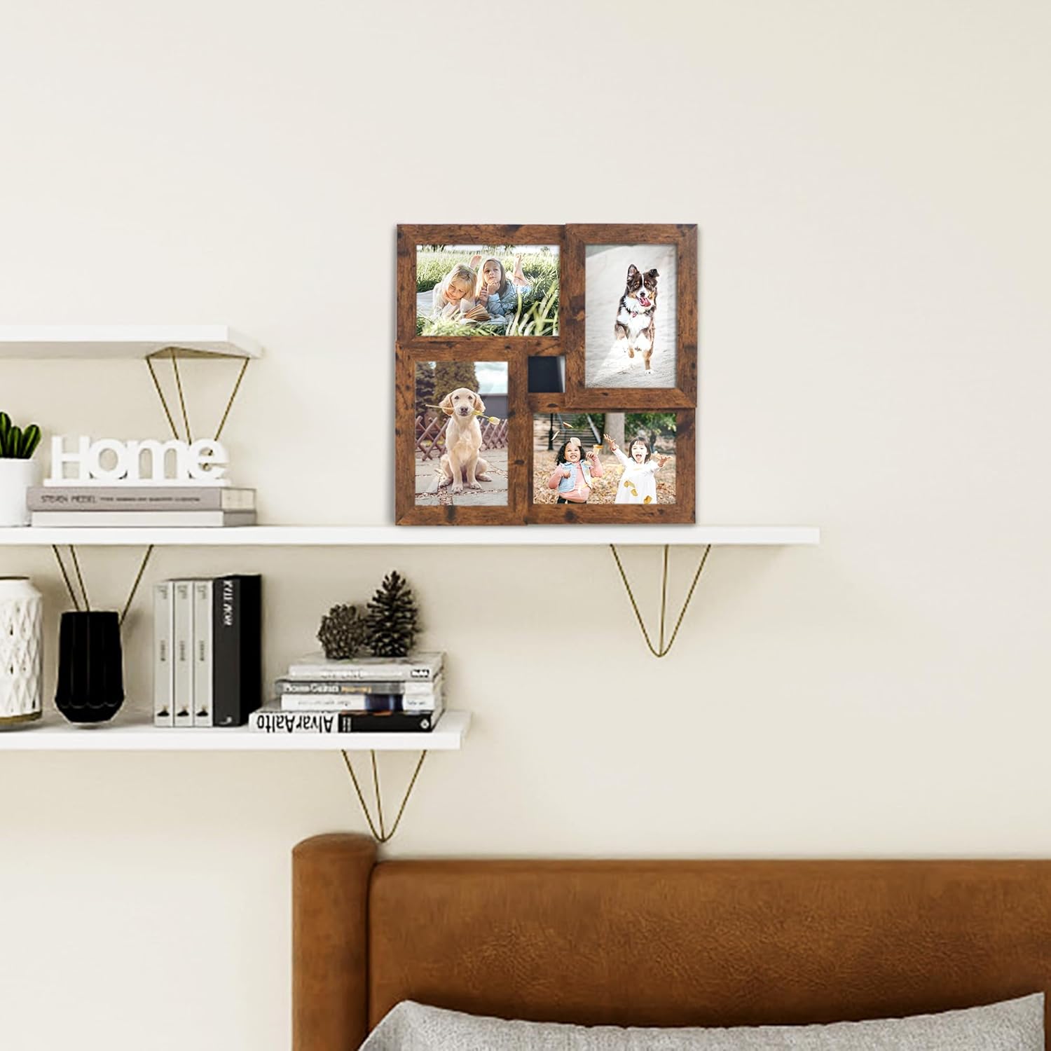 Picture Frame 4x6 Collage Frame for 4 Photo Display for wall and tabletop,Brown