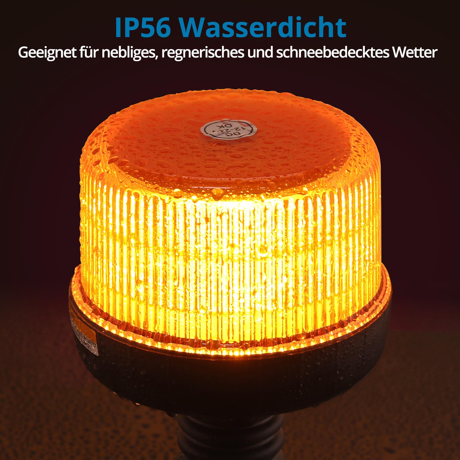 AUTOUTLET LED Rundumleuchte 12V-24V, Warnleuchte mit E9 Zulassung, 3 Blitzmodi Warnlicht IP56 Wasserdicht, Frontblitzer LED Stroboskop Rotating Flash Beacon für LKW Stapler Traktor - Schraubmontage