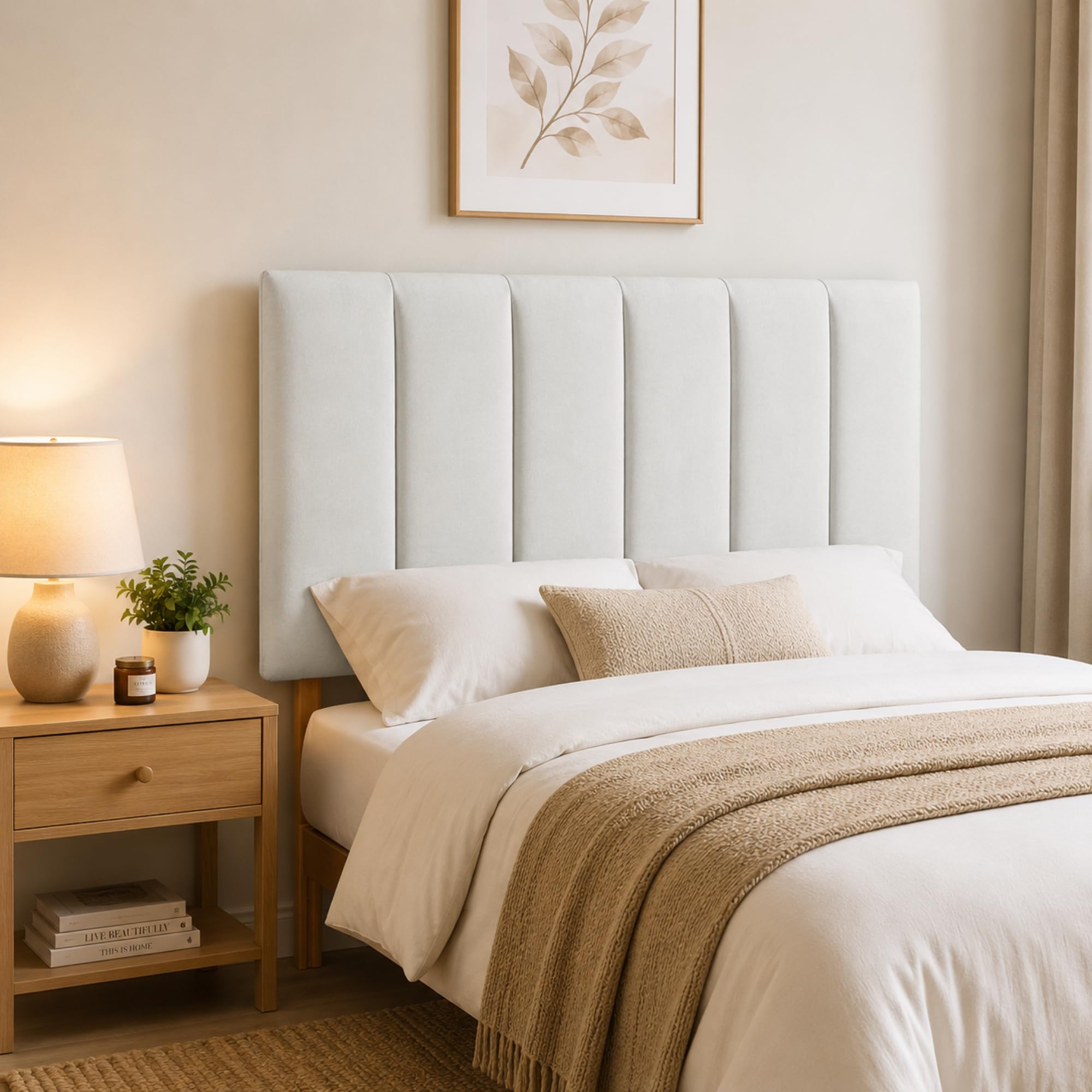 YORKSHIRE HOMEWARE Padded Lined Headboard | Lined Headboards in Plush Velvet Fabric | Bed Bedroom Decor Hotel Furniture (Silver, 2ft 6inch Small Single)