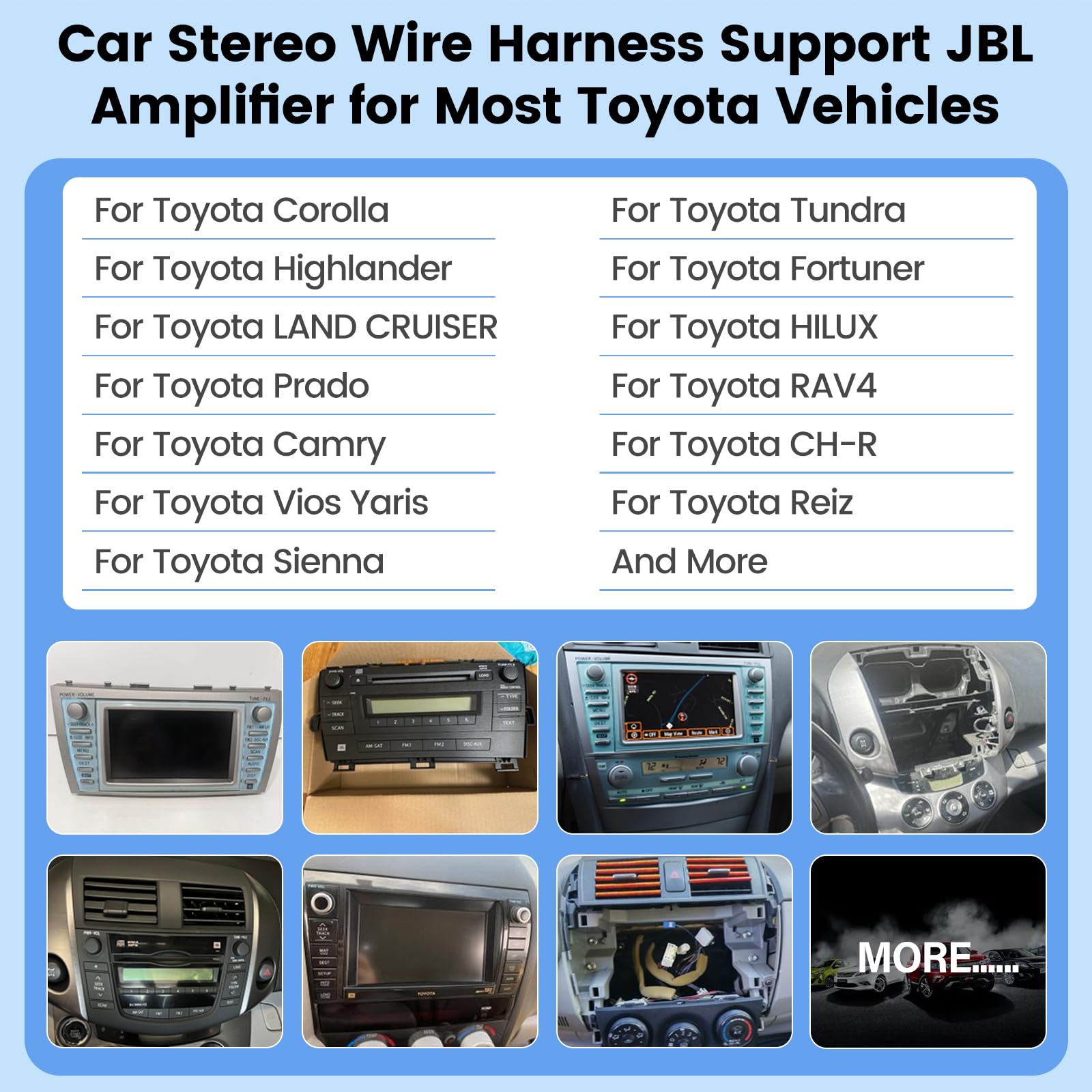 JBL - Cablaggio adattatore per autoradio Toyota, cavo di alimentazione 16 pin, plug and play | Cablaggio cavo di alimentazione – per Toyota Tundra RAV4 Camry Corolla Highlander Vios Yaris Sienna Hilux Prado Fortuner